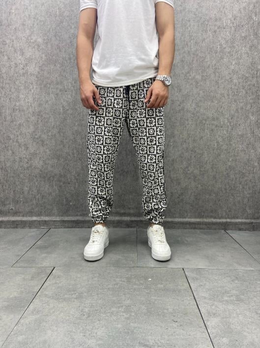 Bel ve Paça Lastikli Bohem Desenli Jogger