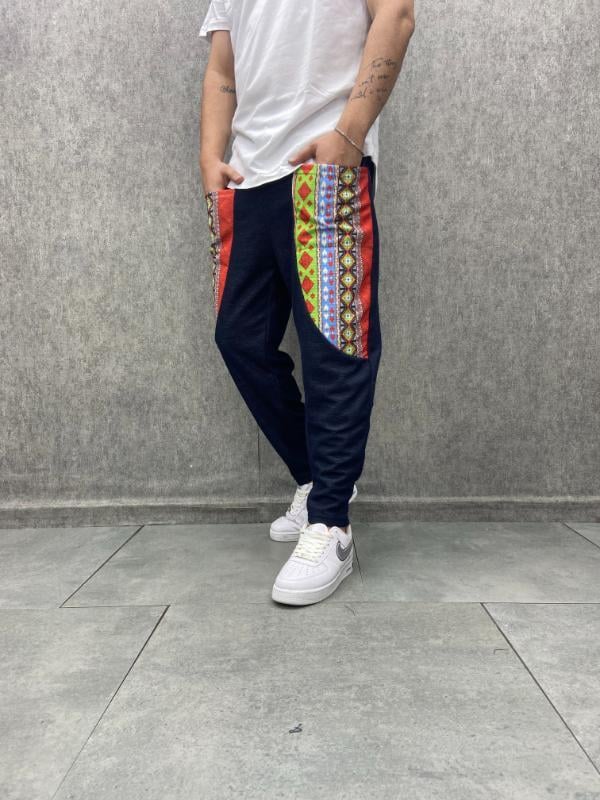 Beli Lastikli Bohem Düz Paça Desenli  Pantolon