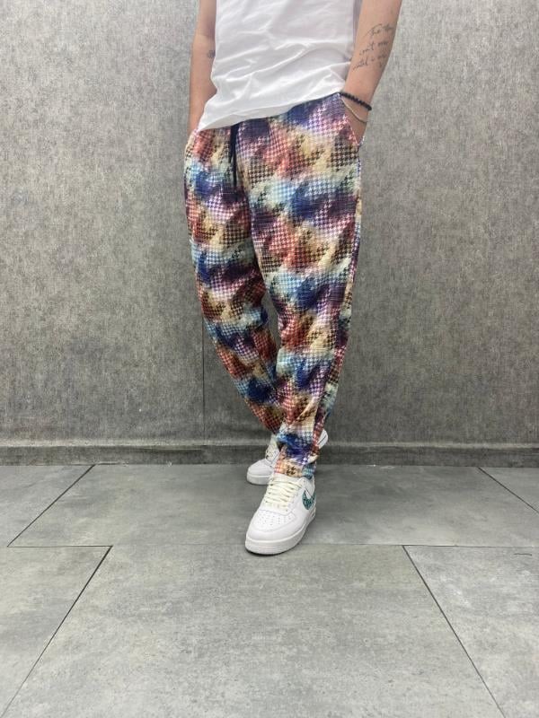 Beli Lastikli Bohem Baggy Desenli Pantolon