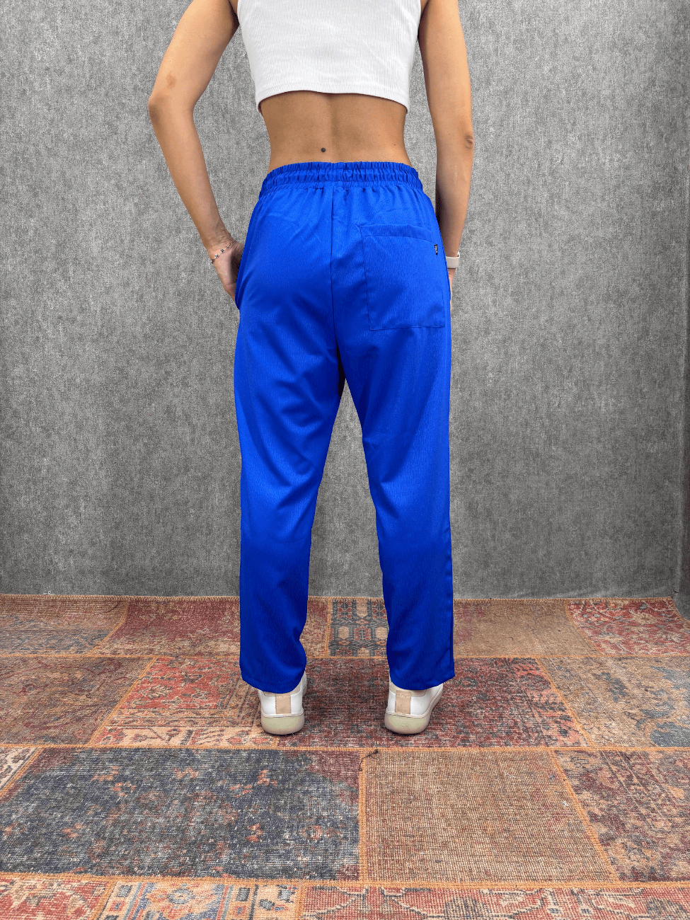 Beli Lastikli Viscon Saks Pantolon