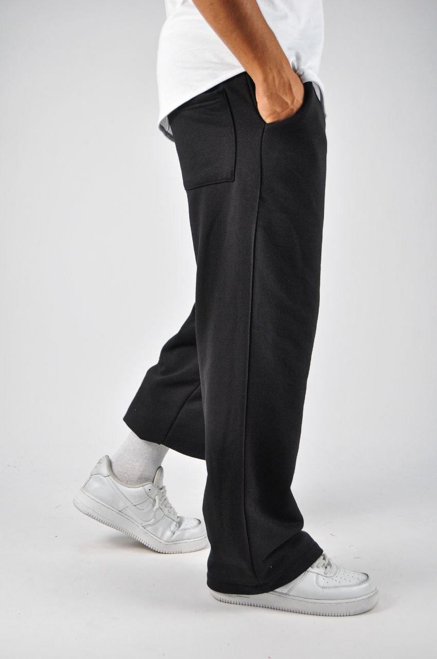 Beli Lastikli Paça Stoperli Siyah   Pamuklu Baggy Pantolon