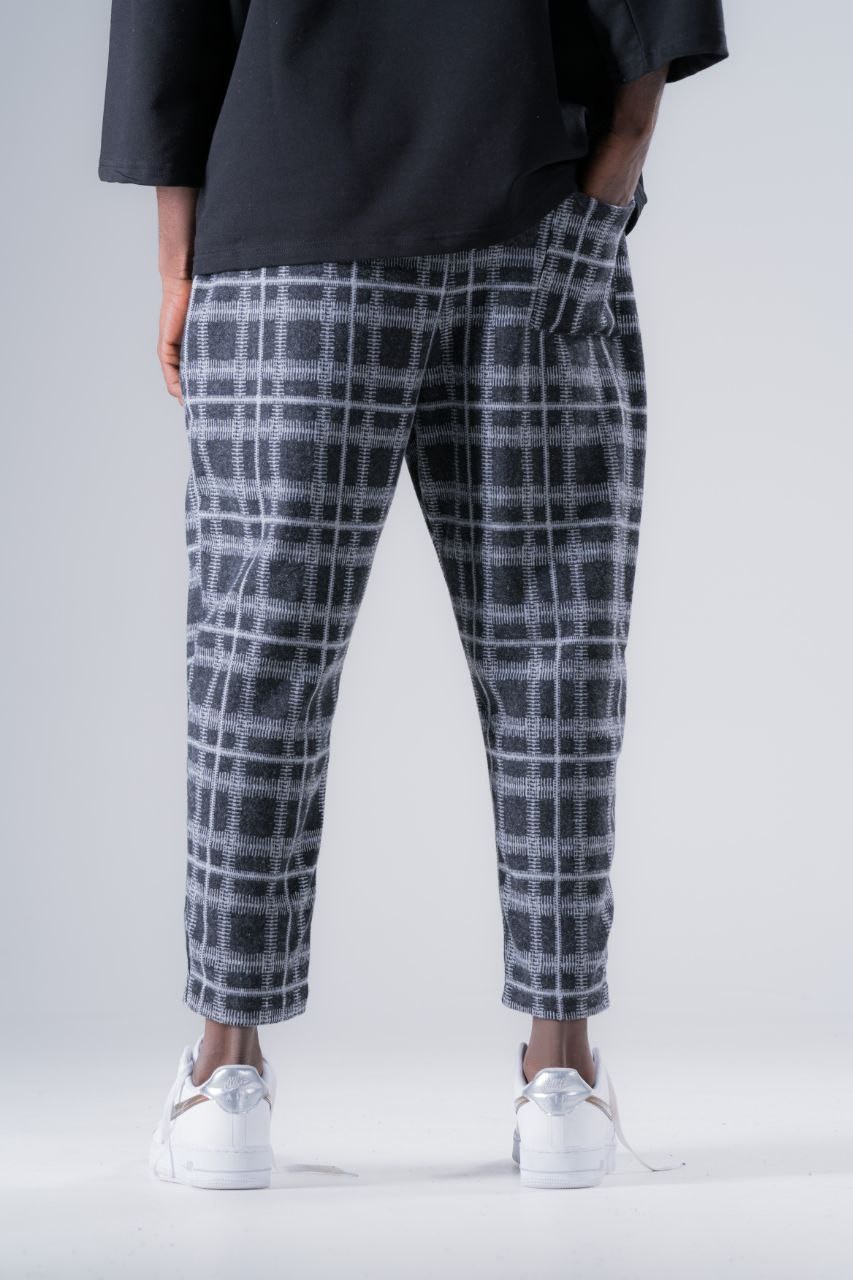 Beli Lastikli Ekoseli Baggy Pantolon 