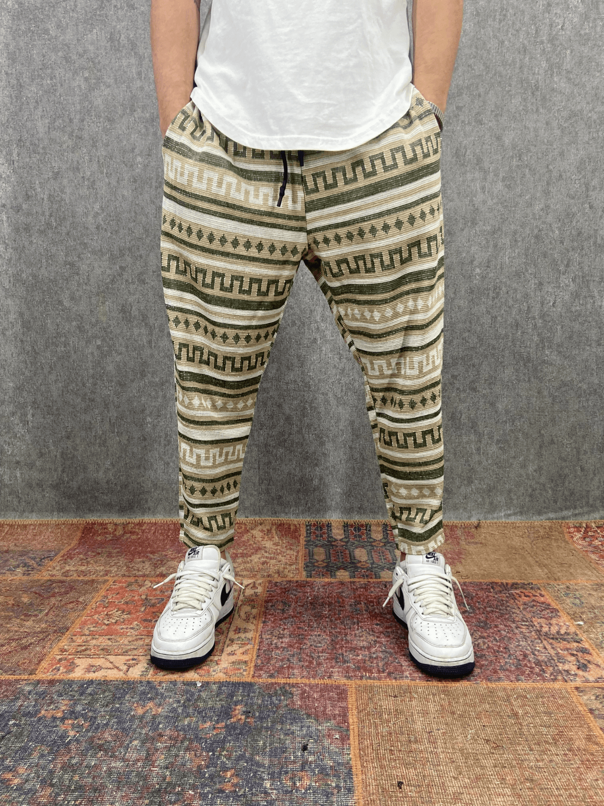 Beli Lastikli Pamuklu Bohem Desenli Baggy Pantolon
