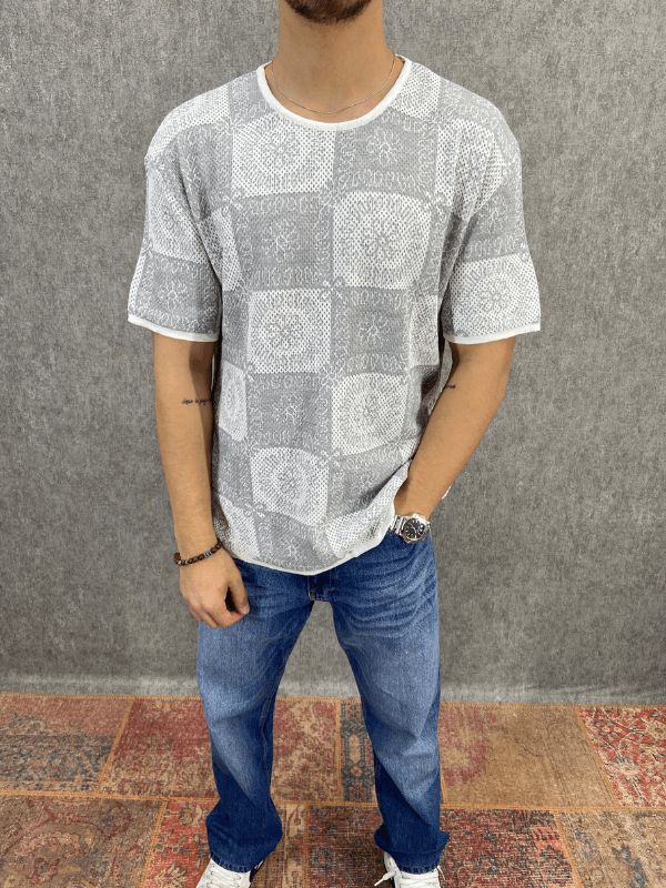 Oversize Bohem Desenli Triko Tshirt 