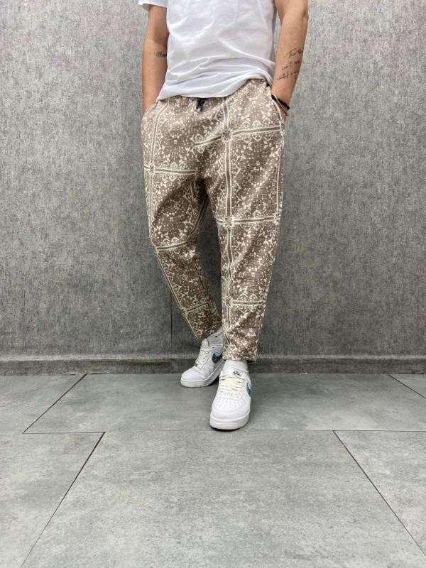 Beli Lastikli Aztek Desenli Bohem Baggy  Pantolon