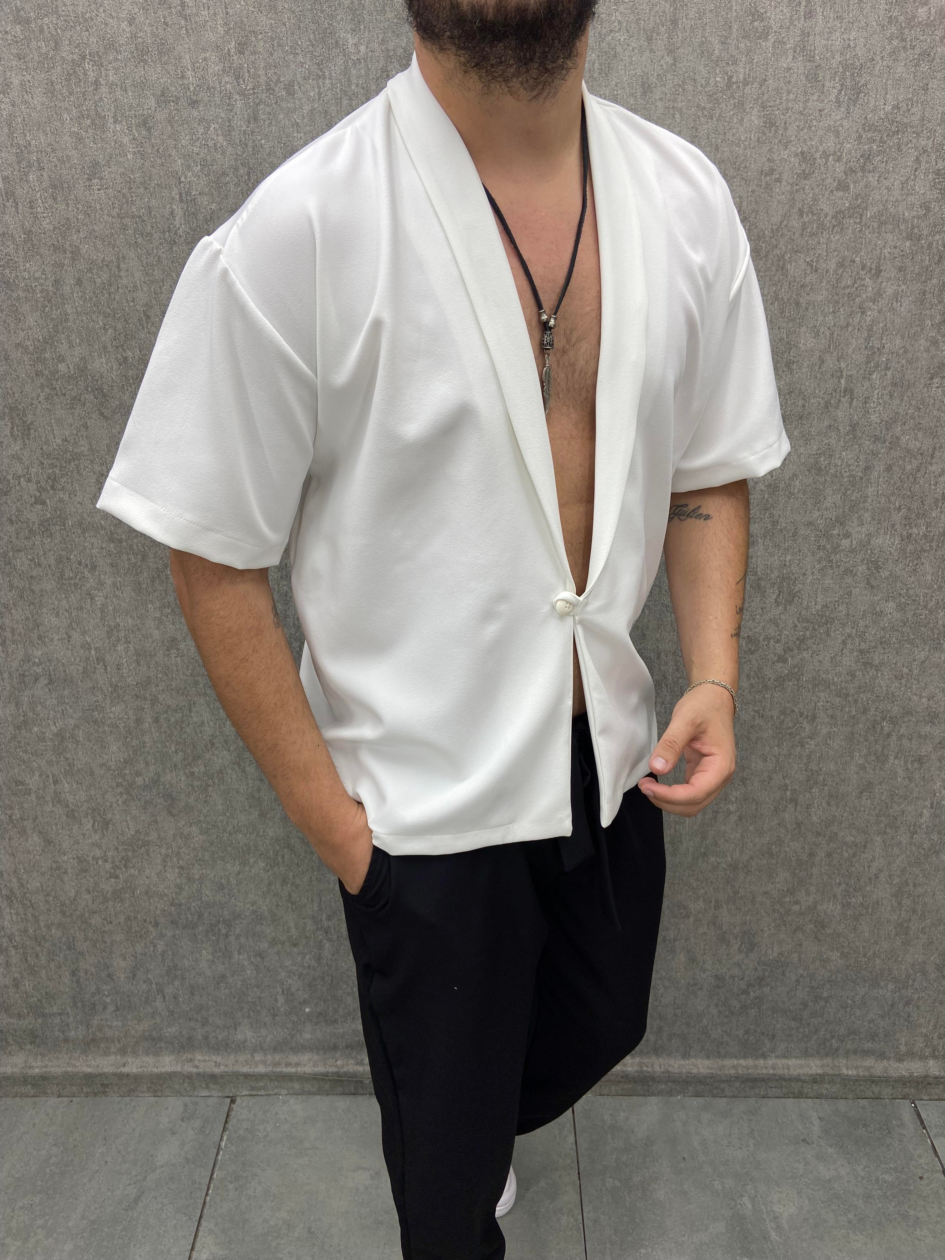 Oversize Tek Düğmeli Astarsız Ceket