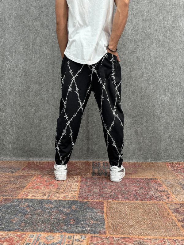 Beli Lastikli Desenli  Baggy Pantolon