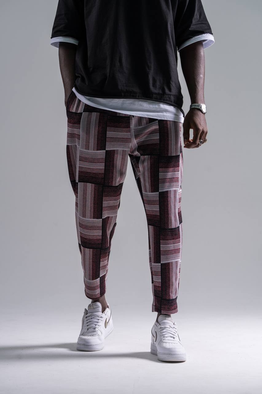 Beli Lastikli Ekoseli Baggy Pantolon 