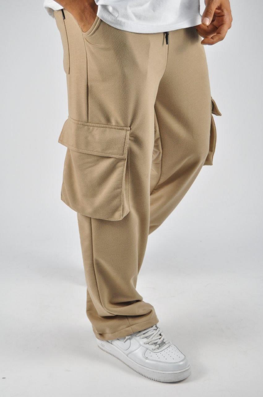Beli Lastikli Paça Stoperli  Pamuklu Toprak Baggy Pantolon