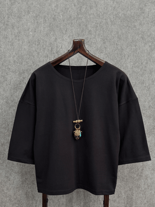 Oversize Siyah Fakir Kol Tshirt