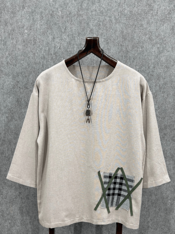 Oversize Bohem Pamuklu Bej Tshirt