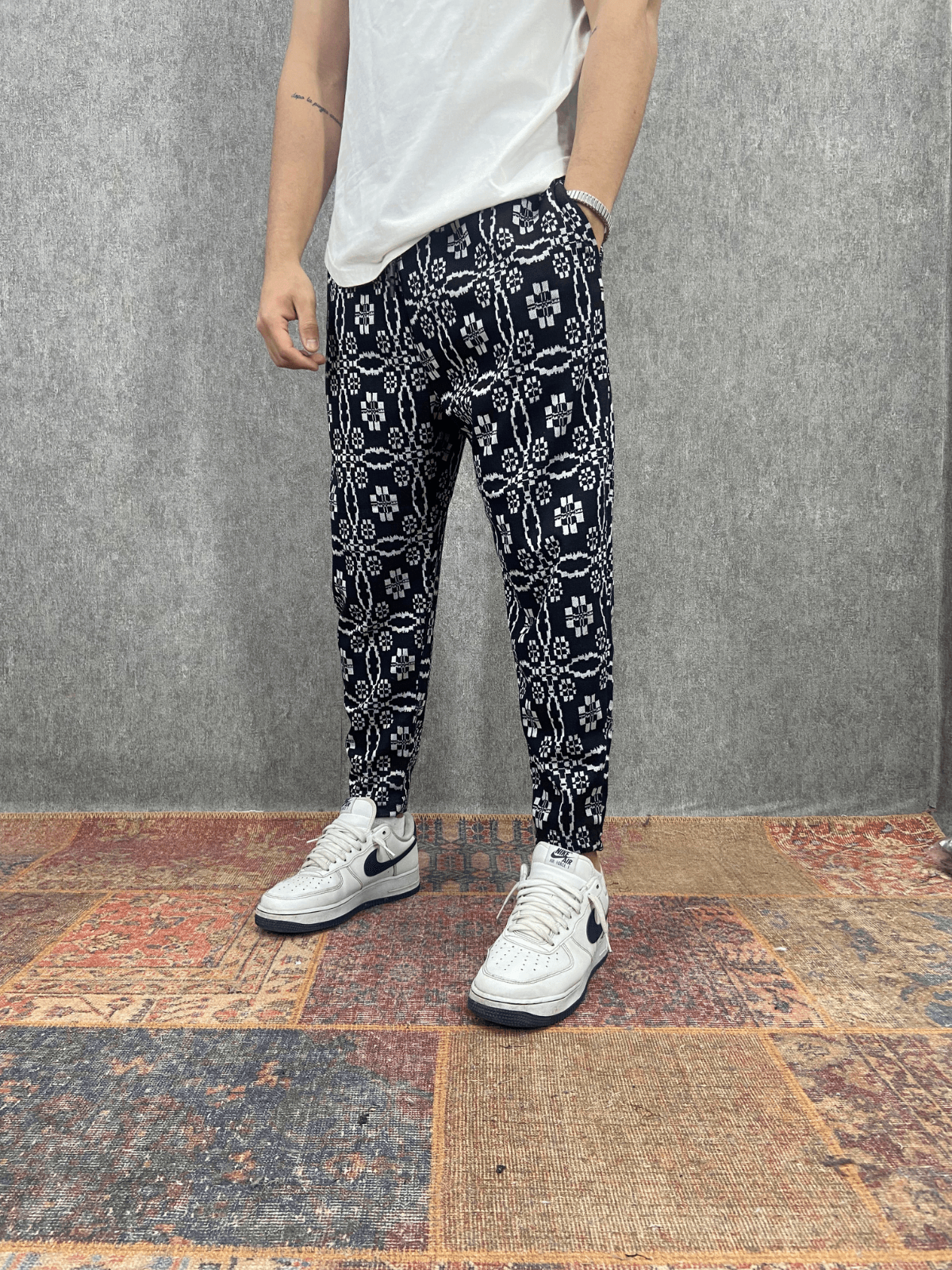Beli Lastikli Pamuklu Bohem Desenli Baggy Pantolon