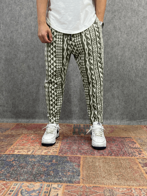 Beli Lastikli Desenli Bohem Baggy Pantolon