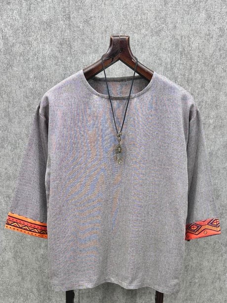 Süper Oversize Fakir Kol  Bohem Antrasit Pamuklu Tshirt