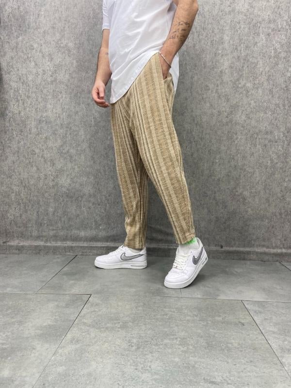 Beli Lastikli Desenli Baggy Pantolon