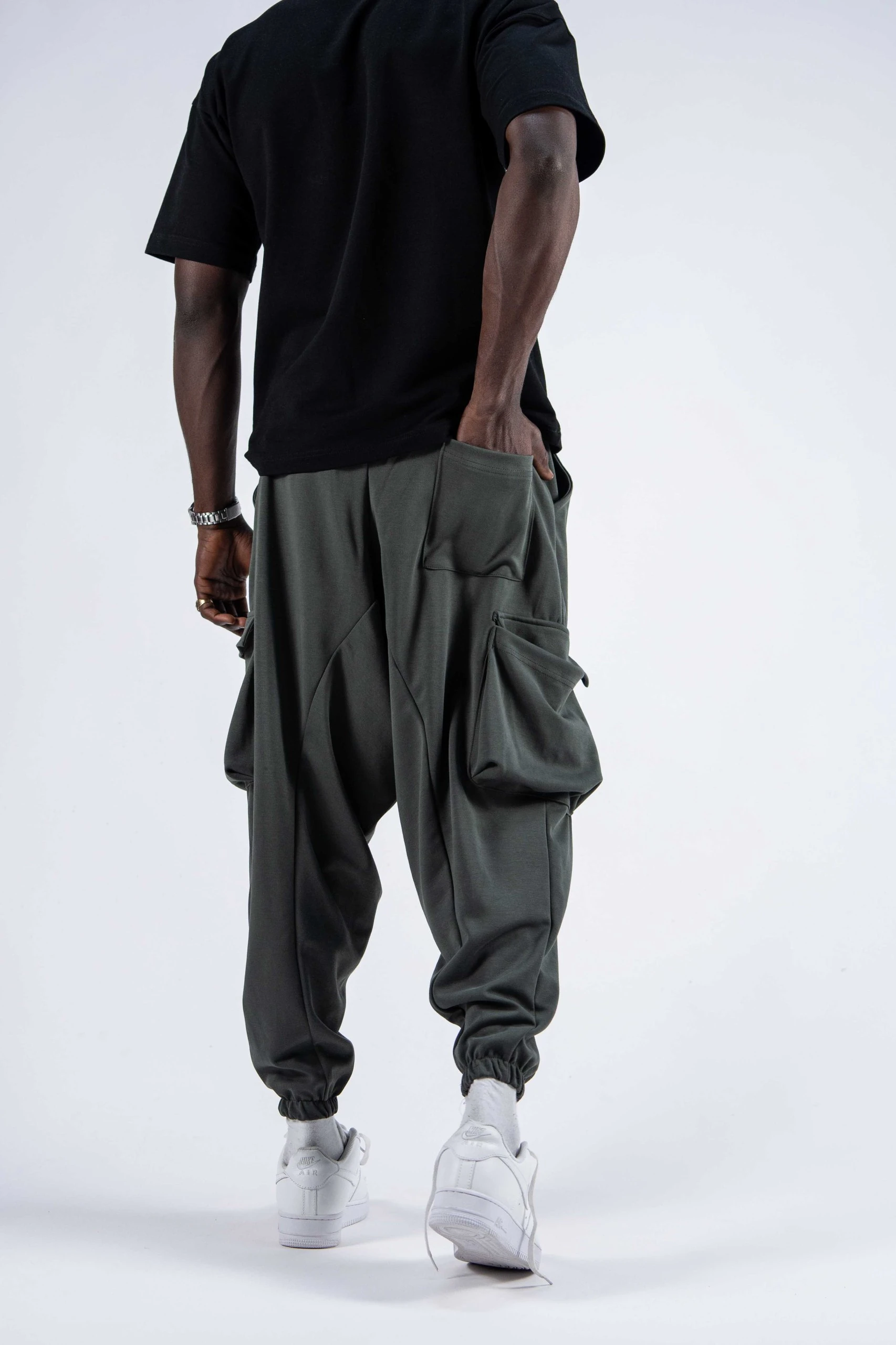 Beli Lastikli Kargo Cepli Haki Şalvar