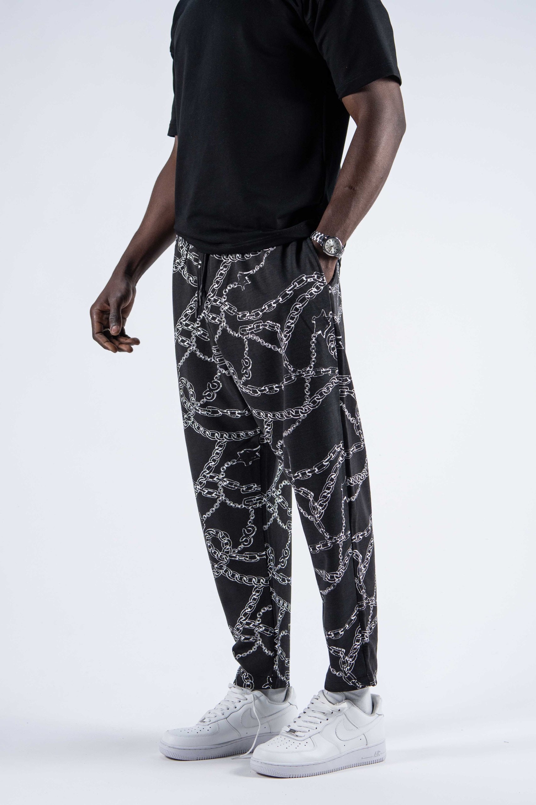 Beli Lastikli Desenli  Baggy Pantolon 