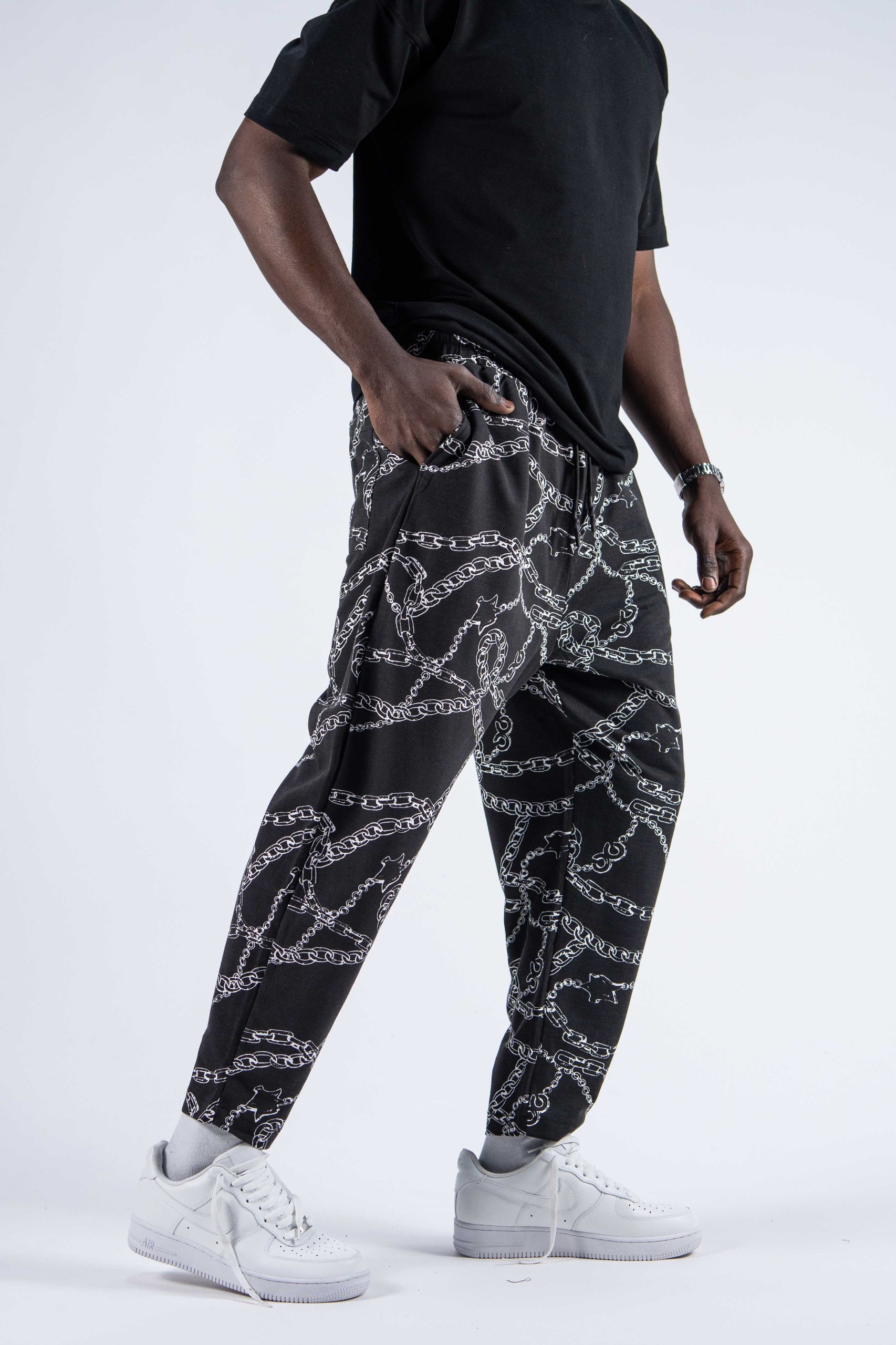 Beli Lastikli Desenli  Baggy Pantolon 