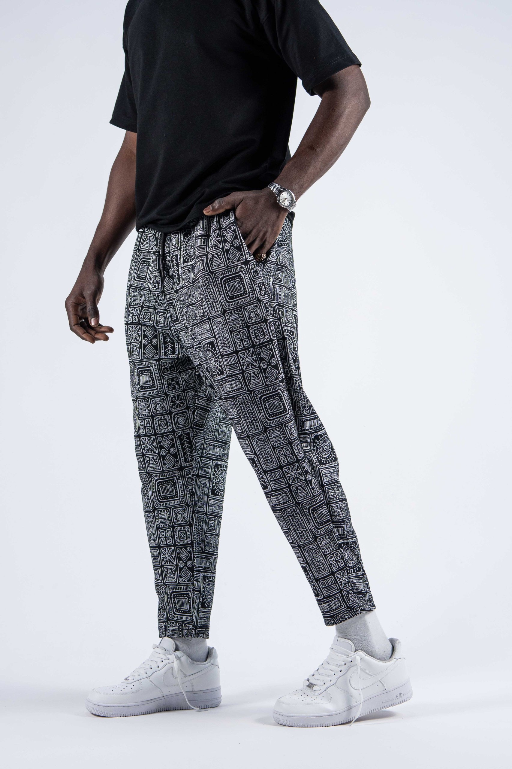Beli Lastikli Desenli  Baggy Pantolon 