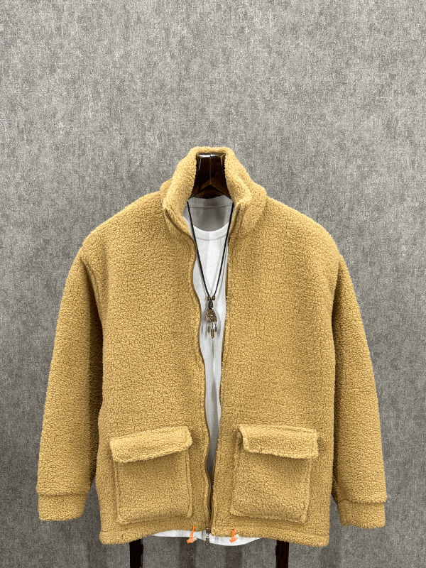 Oversize Fermuarlı Toprak  Peluş Sweatshirt 