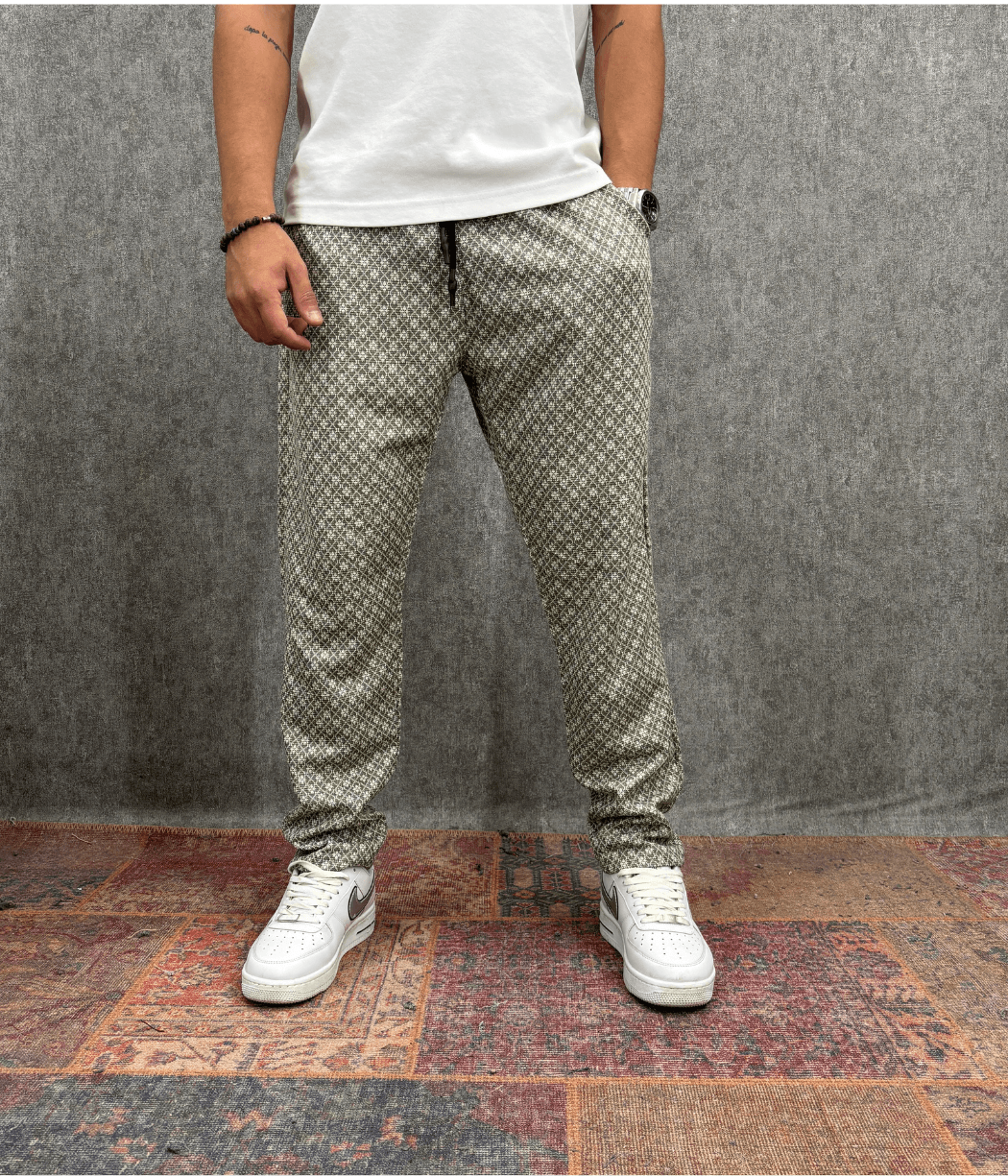 Beli Lastikli Desenli Pantolon