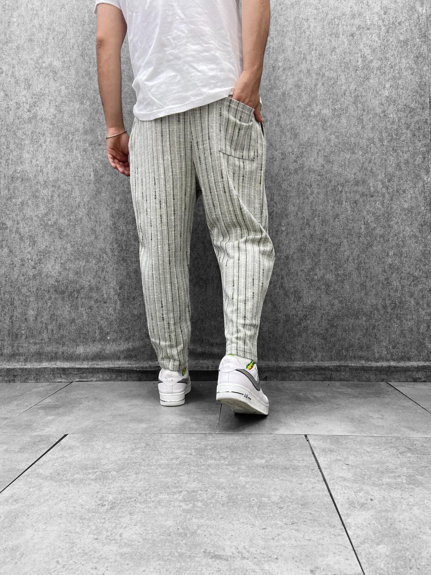 Beli Lastikli Düz Paça Desenli Baggy Pantolon