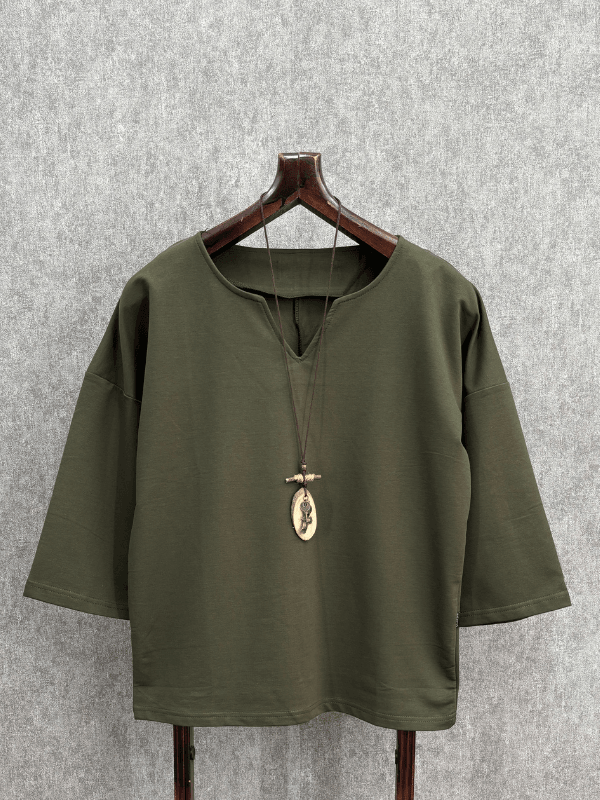 Oversize Haki Fakir Kol Tshirt