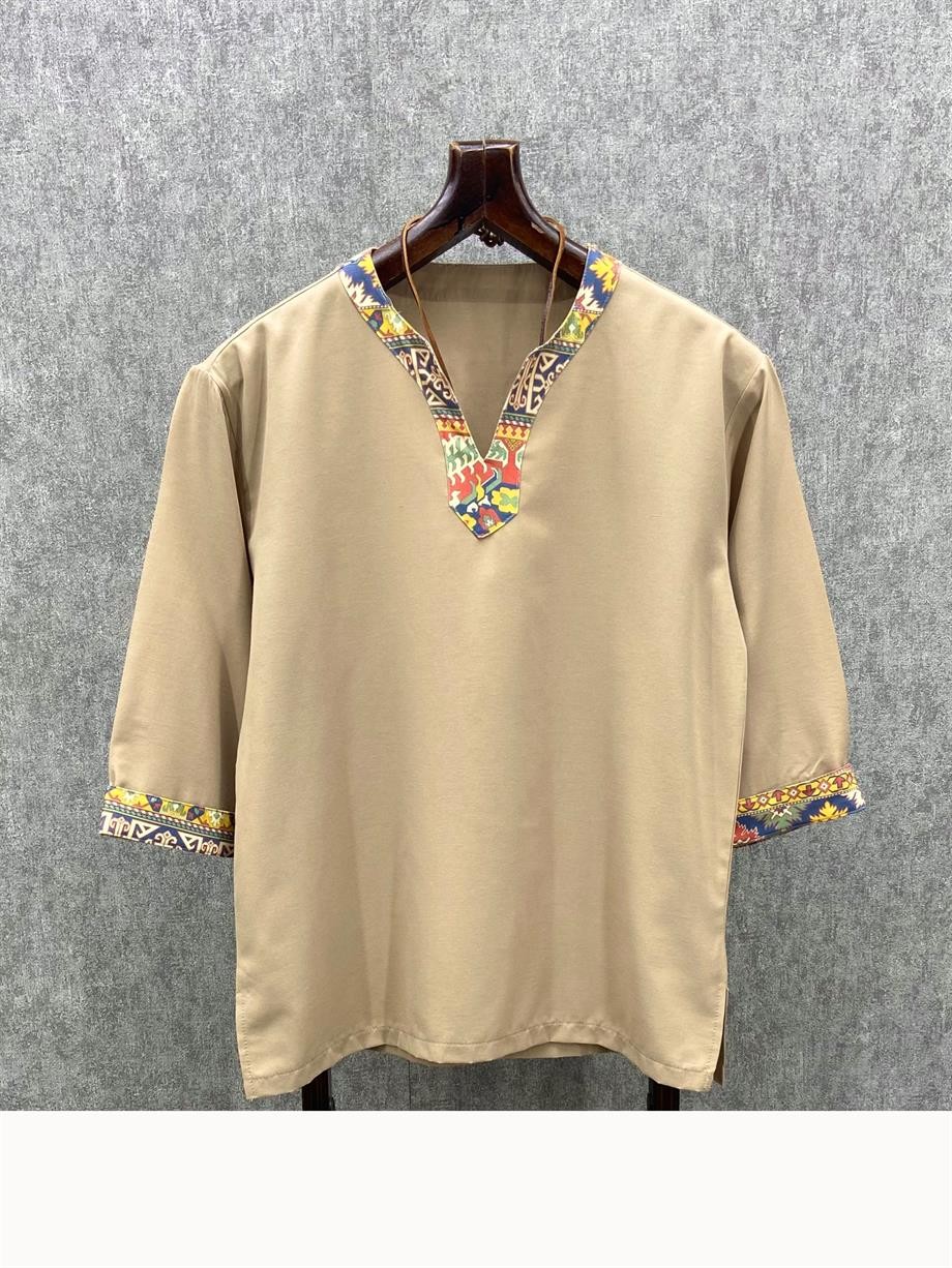Oversize Fakir Kol Bohem Toprak  Dokuma Tshirt
