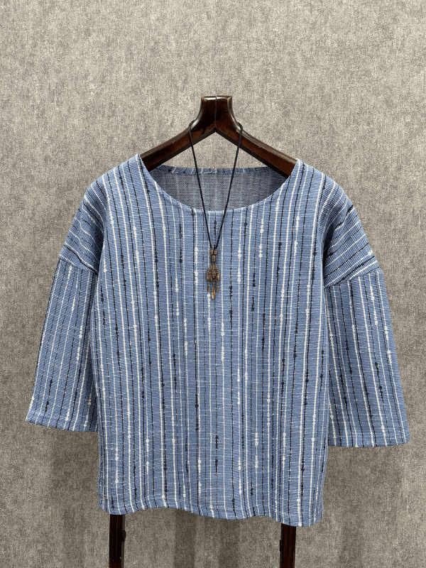 Oversize Çizgili Fakir Kol Tshirt