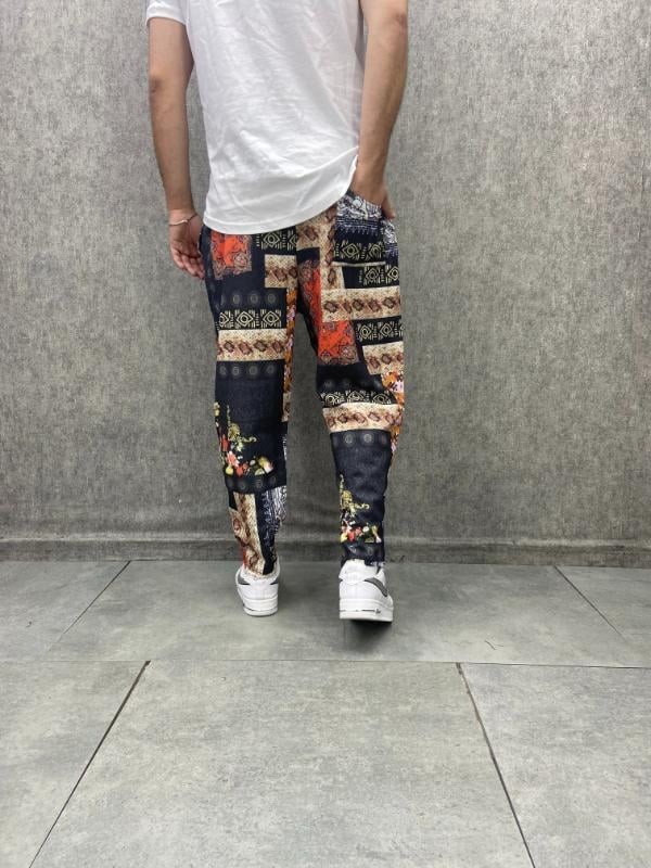 Beli Lastikli Desenli  Bohem Pantolon
