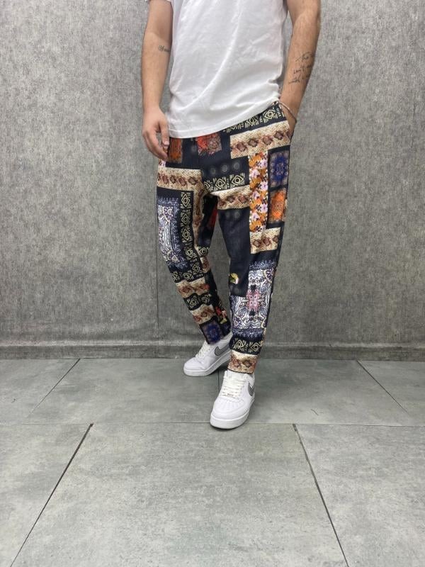 Beli Lastikli Desenli  Bohem Pantolon