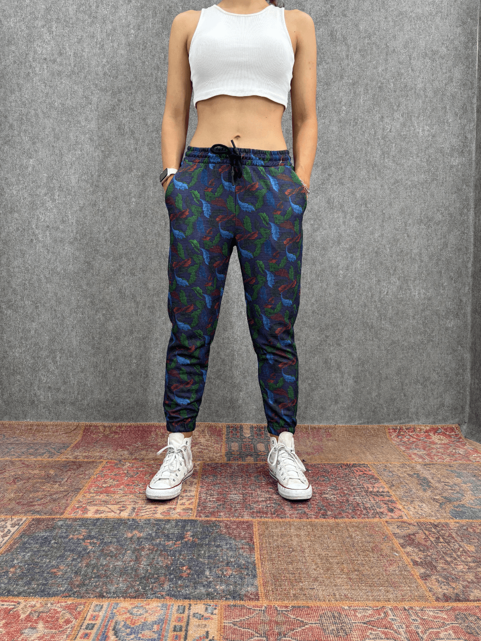 Bel ve Paça Lastikli Desenli Jogger