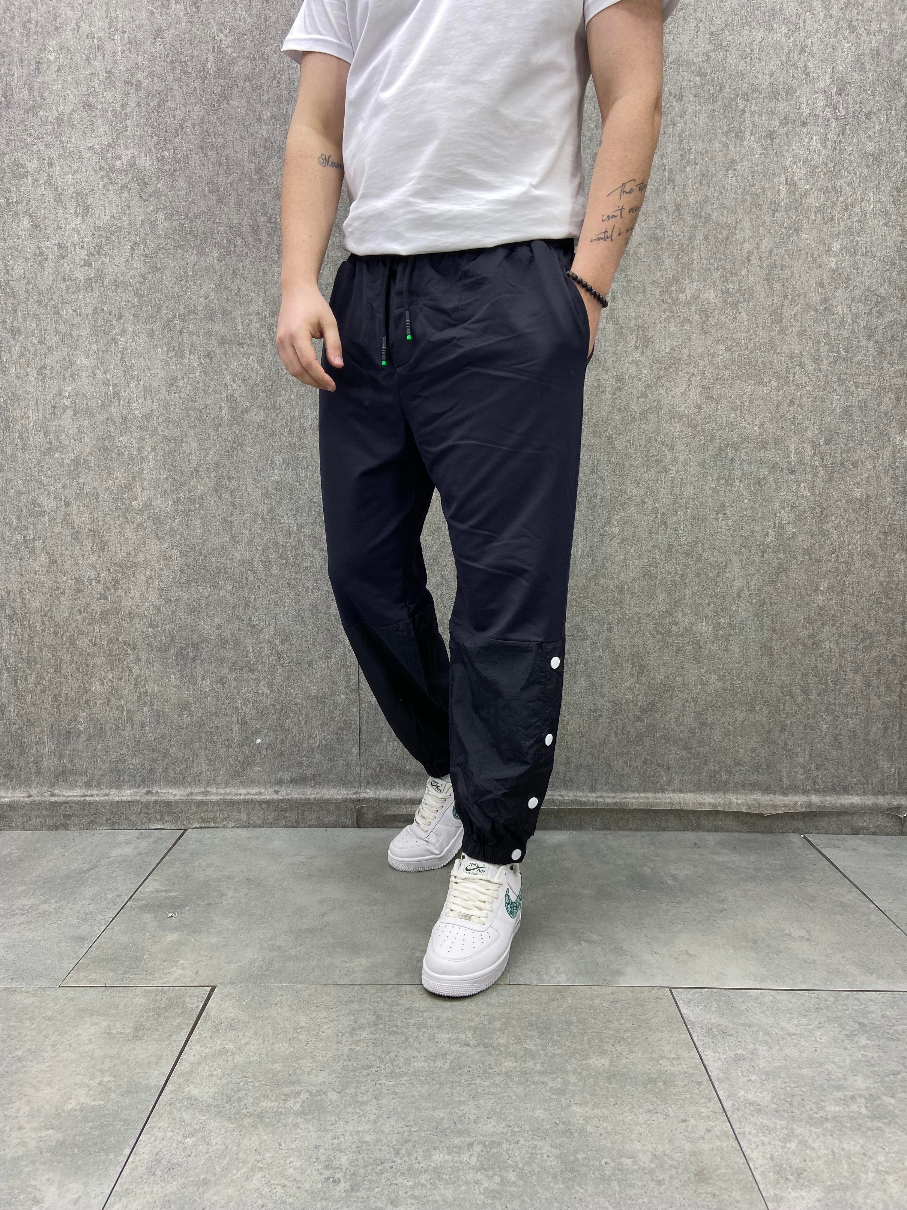 Beli Lastikli Siyah Çıt Çıtlı Jogger