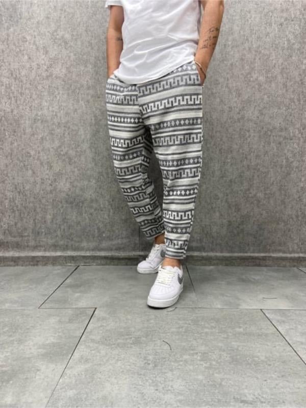 Beli Lastikli Aztek Desenli Bohem Baggy Pantolon