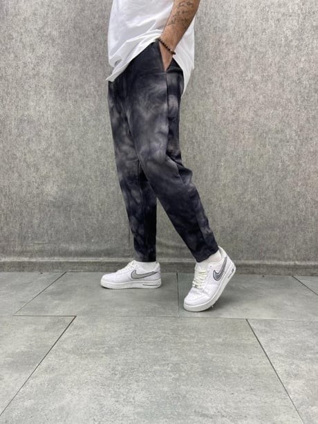 Beli Lastikli Yağ Yıkamalı Desenli  Baggy Pantolon