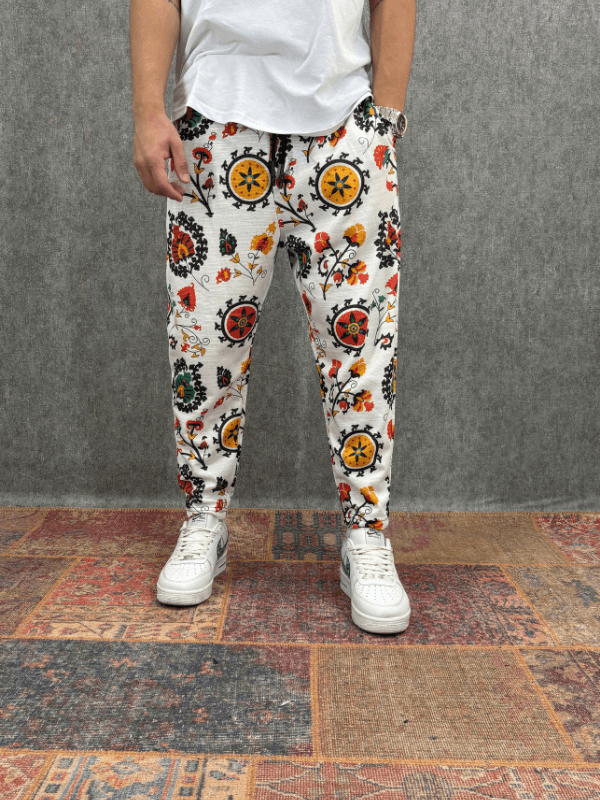 Beli Lastikli Desenli Baggy Pantolon