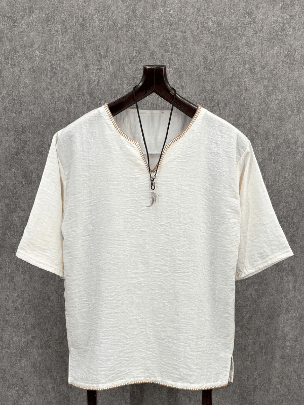Oversize Bohem Kırçıllı Pamuklu Beyaz Tshirt