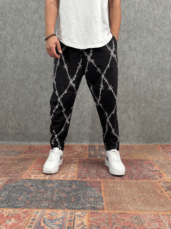 Beli Lastikli Desenli  Baggy Pantolon