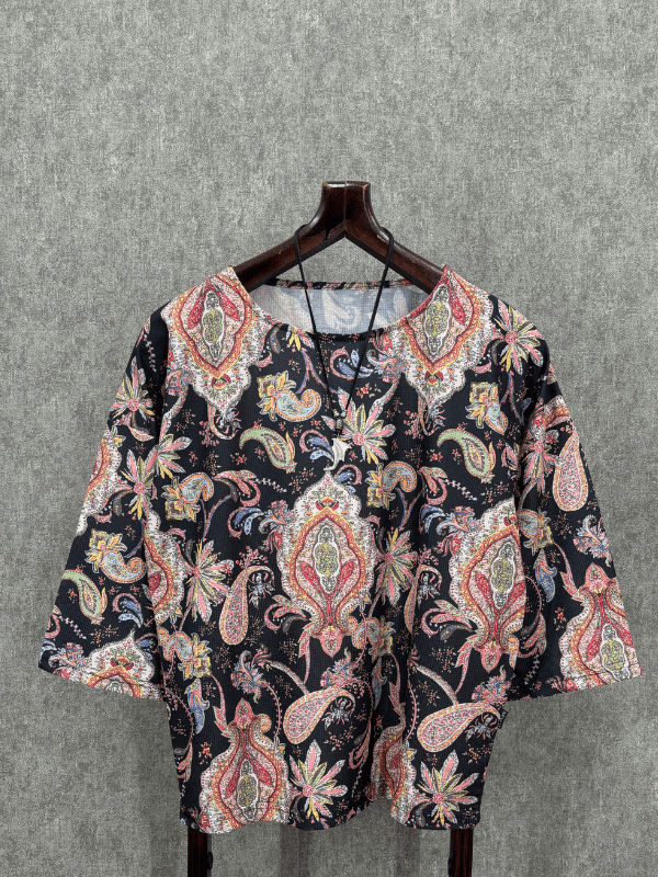 Oversize Bohem Fakir Kol Desenli Tshirt