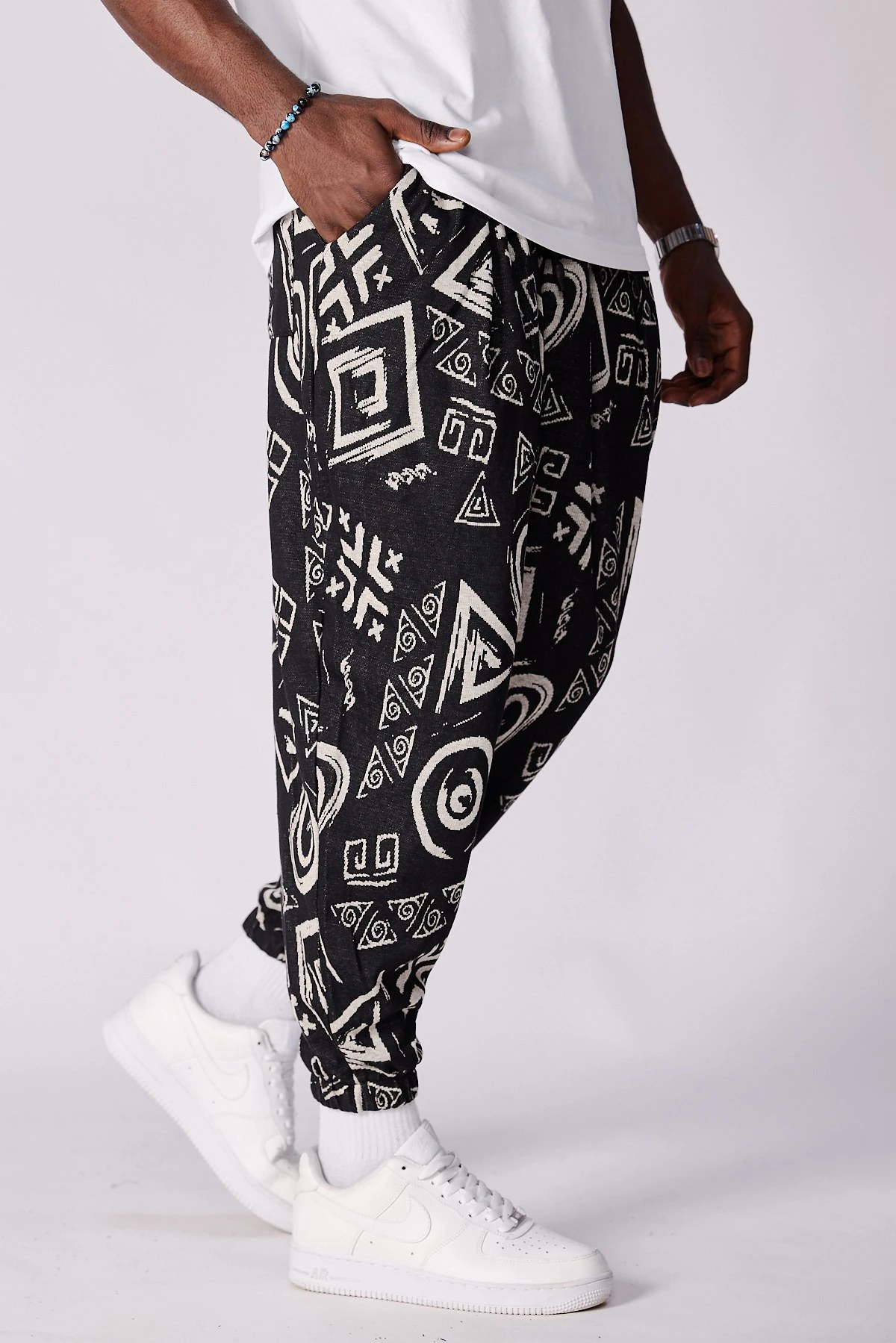  Beli Lastikli Desenli  Şalvar