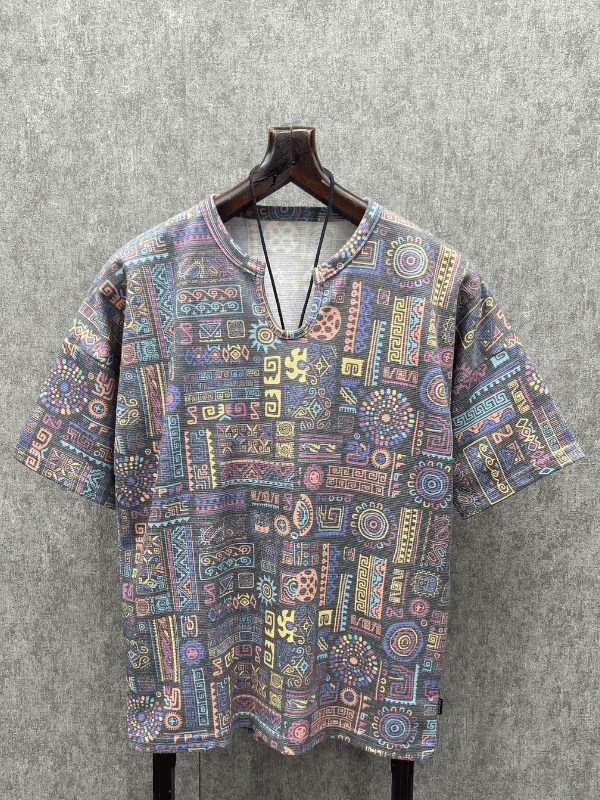 Oversize Bohem Desenli T-Shirt
