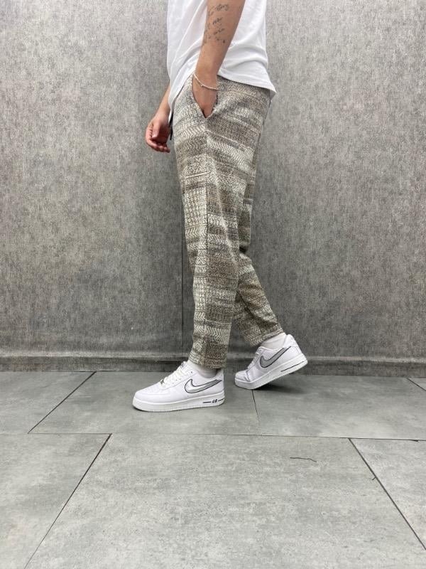 Beli Lastikli Bohem Baggy Çizgili Pantolon