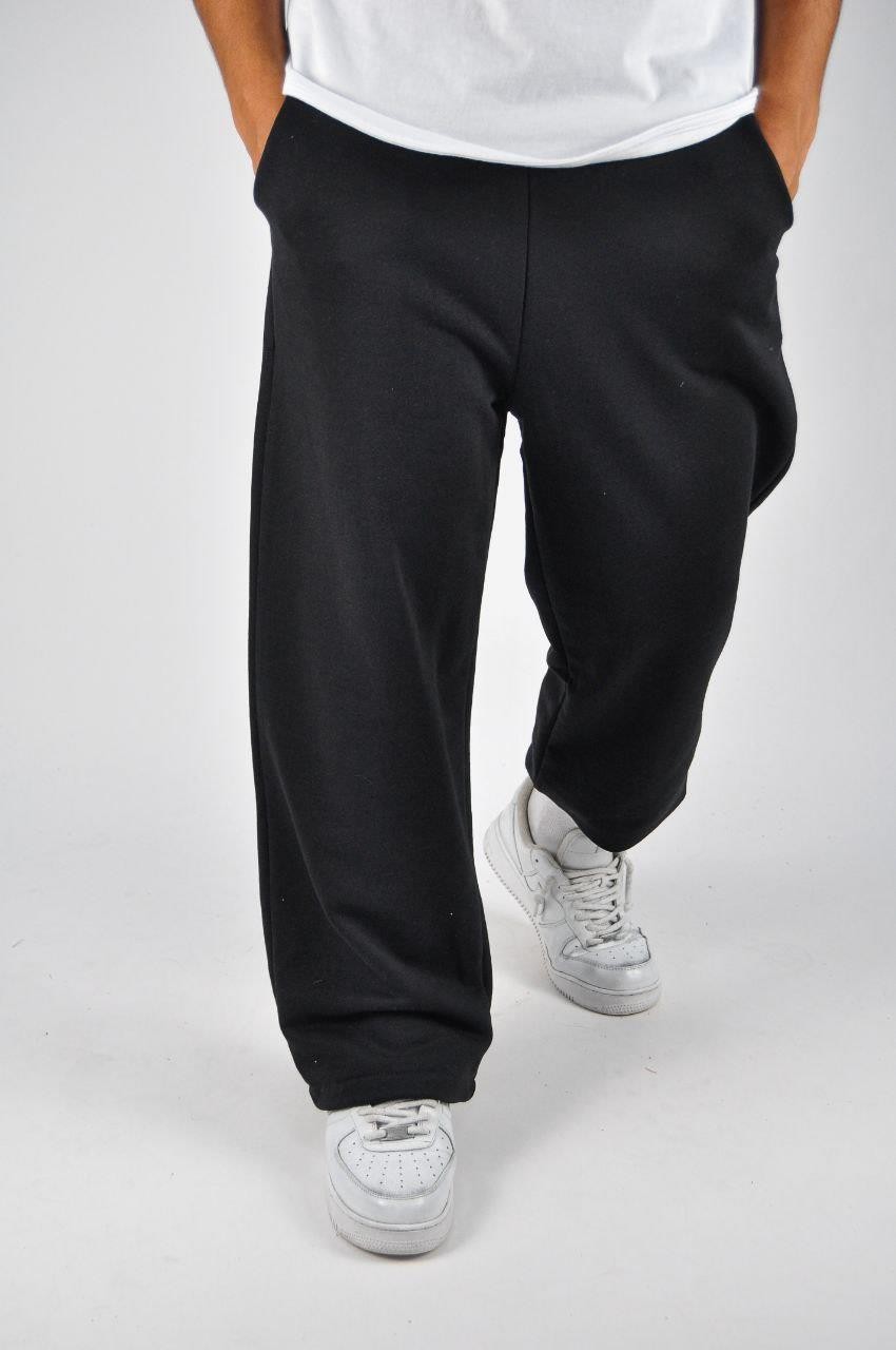 Beli Lastikli Paça Stoperli Siyah   Pamuklu Baggy Pantolon