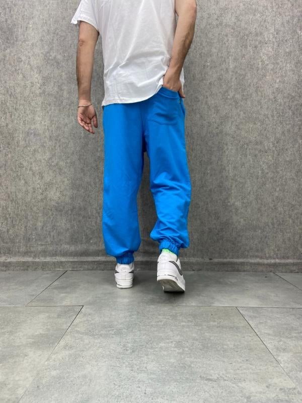 Bel ve Paça Lastikli Mavi Jogger