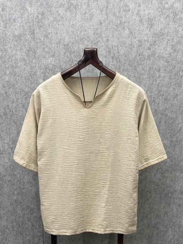 Oversize Bohem Kroşatalı Bej Pamuk Keten Tshirt
