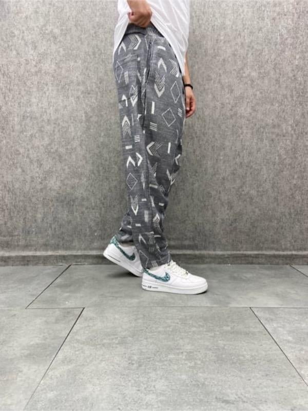 Beli Lastikli Bohem Baggy Desenli Pantolon