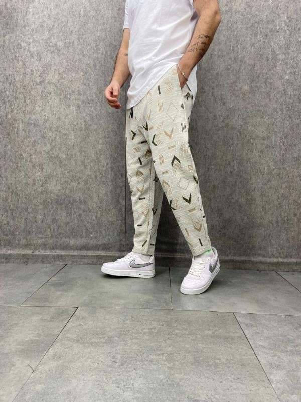 Beli Lastikli Desenli  Baggy Pantolon