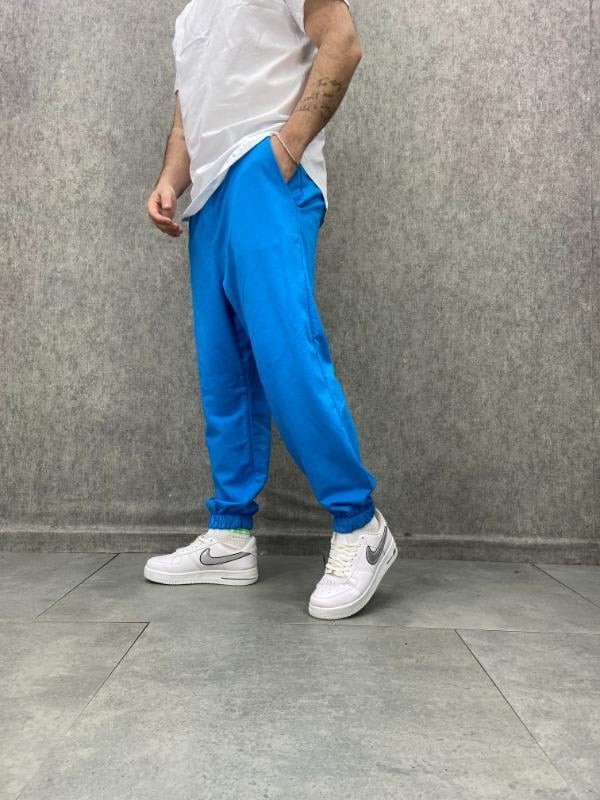 Bel ve Paça Lastikli Mavi Jogger