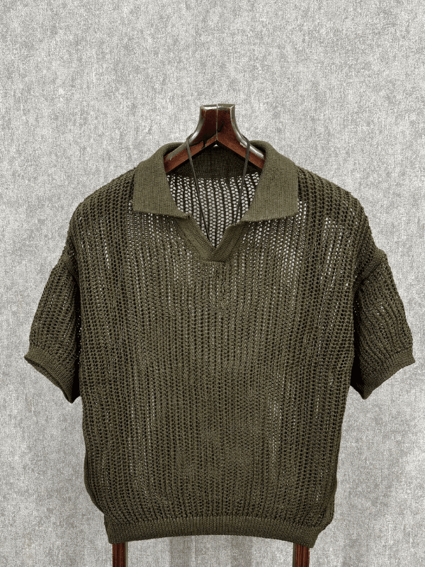 Oversize Haki Delikli Triko
