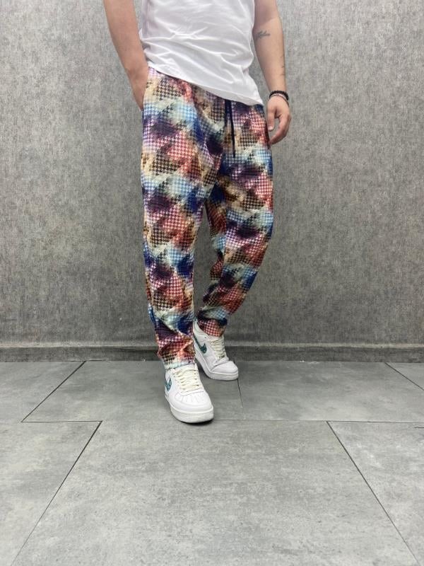 Beli Lastikli Bohem Baggy Desenli Pantolon